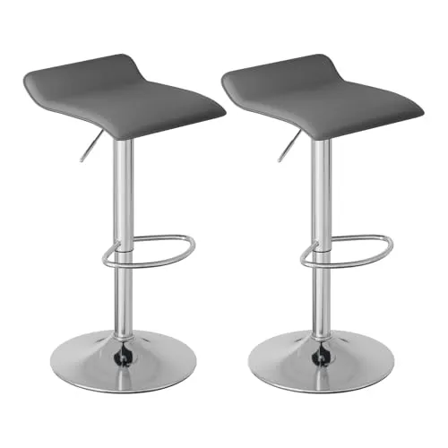 Drehbarer Barhocker Grau-Silber - Stylischer Barstuhl aus Kunstleder und Metall, höhenverstellbar von 62-84cm, ideal für Küche oder Bistro.