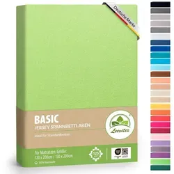 leevitex® Spannbettlaken Spannbettlaken Classic Jersey, Gummizug: rundum, 100% Baumwolle, anschmiegsam & dehnbar, diverse Größen und Farben grün 120 cm x 200 cm