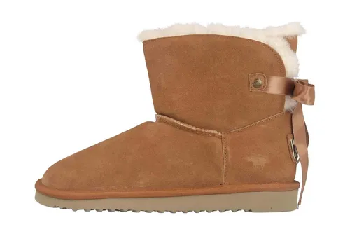 MUSTANG Winterboots Damen Braun 42 - Warm gefüttert - Wanderschuhe für Damen mit echtem Lammfell, stilvollem Design und bequemer Passform. Ideal für kalte Tage, bieten diese Boots von Mustang Komfort und Wärme.