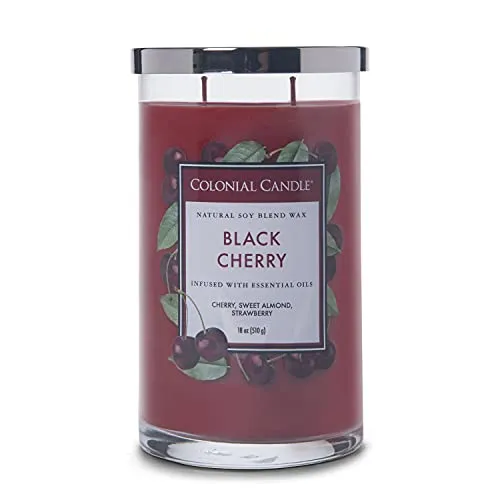 Colonial Candle Große Duftkerze im Glas mit Deckel | Black Cherry | Duftkerze Kirsche | Kerzen mit mehreren Dochten | Kerzen lange Brenndauer (60h) | Kerzen Rot (538g)