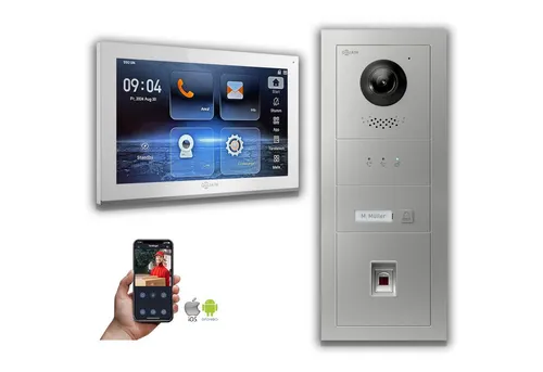 Goliath IP Video-Türsprechanlage mit 10-Zoll Touchscreen - Moderne Video-Türsprechanlage mit Full HD Monitor und Weitwinkelobjektiv. Ideal für private und gewerbliche Nutzung, einfach zu bedienen über App und Touchscreen. Im Lieferumfang ist alles für den Betrieb enthalten.
