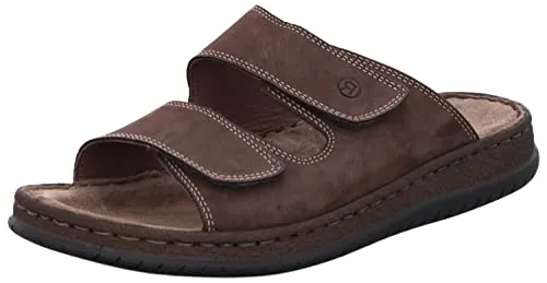 Rohde Herren Pantoletten Leder Clogs Klettverschluss Alassio 6241, Größe:47 EU, Farbe:Braun
