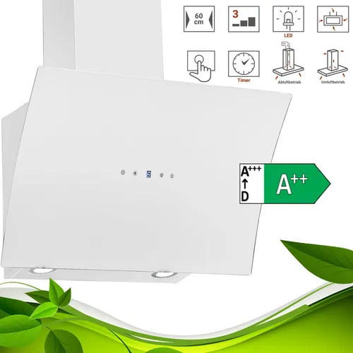 Respekta CH55060WA++ Dunstabzugshaube kopffrei 60 cm - Dunstabzugshaube mit schräger Bauform für mehr Platz beim Kochen, energieeffizient (A++) und mit Touch Control für einfache Bedienung.