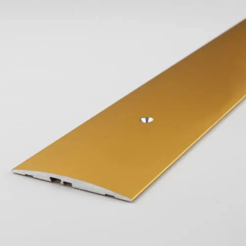 PROVISTON | Übergangsprofil | Aluminium eloxiert | Goldfarbig | Breite 60 mm | Höhe 4 mm | Länge 1000 mm | Gebohrt | Übergangsschiene | Übergangsleiste | Bodenprofil | Abdeckleiste | 1 Stück