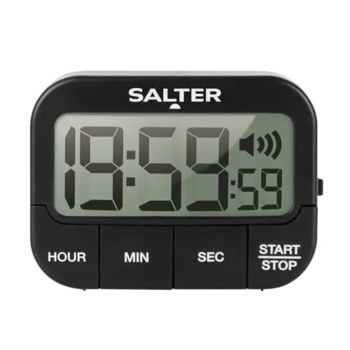 Produktbild Salter 355 BKXCDU Lauter Küchentimer aus Kunststoff, Magnetisch Küchenuhr, Freistehend Elektronischer eieruhr, Vorwärtszählen und Countdown Funktion, großes LCD Display, 3 einstellbare Lautstärken