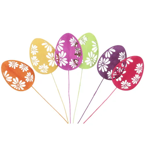 Ostereier Deko Blumenstecker Holz 30,5cm 18 Stk Bunte Osterdeko, 18 Stück