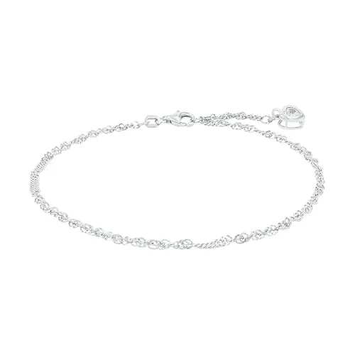 Amor Fußkette mit Anhänger aus Silber 925 - Elegante Fußkette aus massivem Silber 925 mit funkelndem Zirkonia-Anhänger, verstellbare Länge und stilvolles Design, perfekt als Geschenk oder für den eigenen Stil.