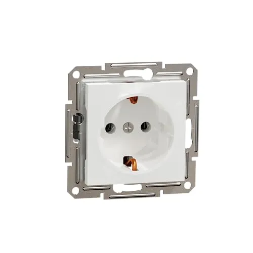 Schneider Electric Asfora Schuko-Steckdose 16A - Robuste 16A Schutzkontaktsteckdose für sichere Stromversorgung. Ästhetisches Design, einfach zu installieren und vielseitig einsetzbar. Ideal für verschiedene Einrichtungsstile.
