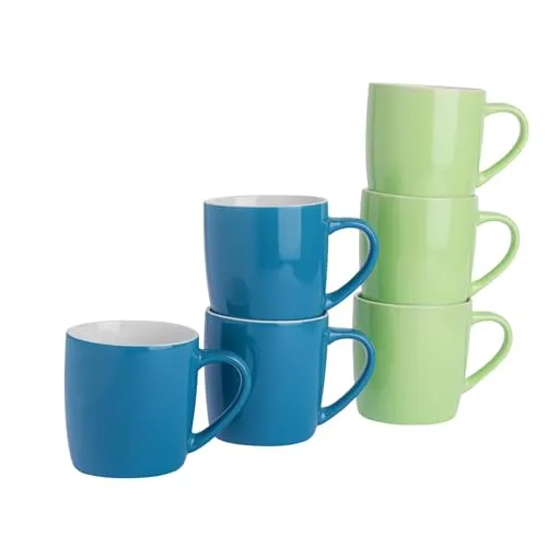 Argon Tableware Farbige Kaffeetassen - 350ml - Packung Von 6 - Blau/Grün