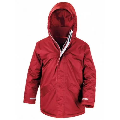 Result Core Junior Winter Parka - Rot - XS - Funktionsjacken, wasserdicht bis 2.000 mm und winddicht, ideal für kalte Wintertage mit kuscheligem Innenfutter und reflektierenden Elementen für mehr Sicherheit.
