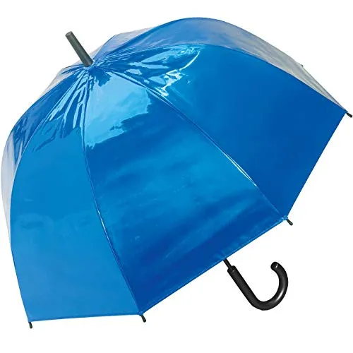 happy rain Automatik Metallic - Blau: Regenschirm für Damen, Typ Stockschirm mit Automatik, 85 cm, 425 Gramm, Glockenform, Knopf zur Automatischen Öffnung