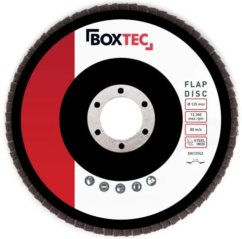 BOXTEC Fächerscheiben BRAUN 125mm Lamellenscheiben Schleifscheiben für Metall & Holz