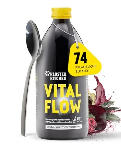 Kloster Kitchen Mikronährstoffkonzentrat Vital Flow | 500 ml - 31 Tage - Säfte mit 74 natürlichen Zutaten, reich an Vitaminen und Mineralstoffen. Ideal für eine gesunde Routine, vegan und ohne künstliche Zusätze.