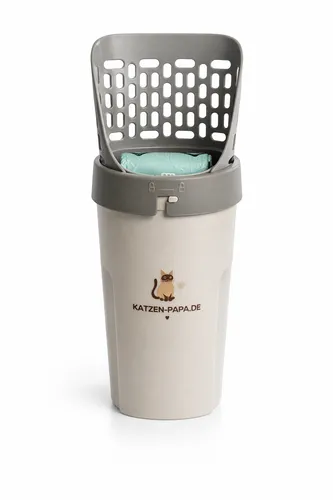 Katzenpapa Katzenstreuschaufel mit Beutelfach Katzentoilette Schaufel weiß ergo