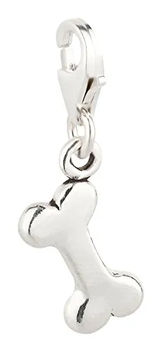7K Unisex Charm Anhänger Kleiner Hundeknochen aus 925 Sterling Silber (13x8mm)
