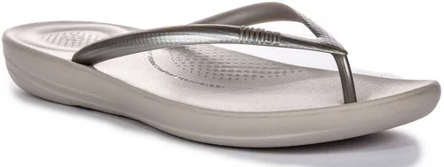 Fitflop Damen Iqushion Ergonomic Flip-flops - Silber, 39 EU - Sandalen mit ergonomischem Design, rutschfest und perfekt für den Frühling/Sommer 19.