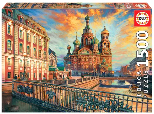 Educa Puzzle 1500 Teile - 85 x 60 cm Querformat, kontrastreiche Landschaft von Sankt Petersburg für stundenlangen Puzzlespaß