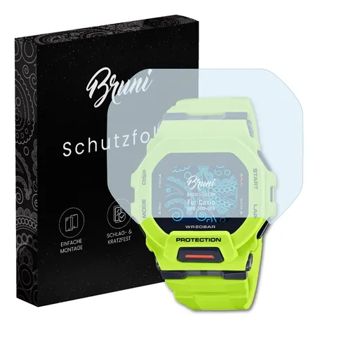 Bruni 2x Folie für Casio GBD-200-9ER Schutzfolie Displayschutzfolie