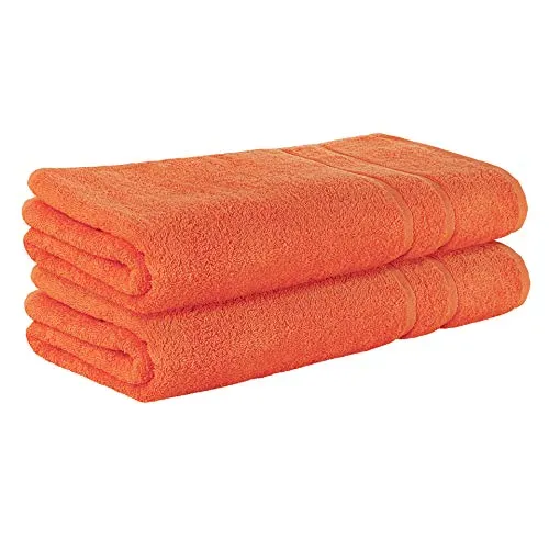 StickandShine 2er SET Premium Frottee Saunatuch 80x200 cm in orange in 500g/m² aus 100% Baumwolle