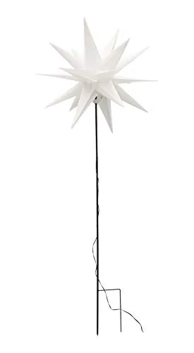 Bonetti 3D Leuchtstern inkl. warm-weißer LED Beleuchtung | für Innen und Außen geeignet | hängend | 7,5 m Zuleitung (weiß, ca. 57x44x48 cm mit Erdspieß (Netzstecker))