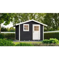 Gartenhaus 123 Gr.4 Satteldach Anthrazit 28 mm - Holz-Gartenhäuser mit 28 mm Wandstärke, wetterfest lasiert und ideal als Rückzugsort für Hobby und Freizeit. Genießen Sie modernen Komfort und eine einfache Montage!