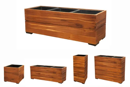 dasmöbelwerk Pflanzkübel Colorado aus Akazienholz - Elegantes Pflanzgefäß aus robustem Akazienholz in warmem Braun. Perfekt für Innen- und Außenbereiche, mit integriertem Einsatz für einfache Pflege Ihrer Pflanzen.