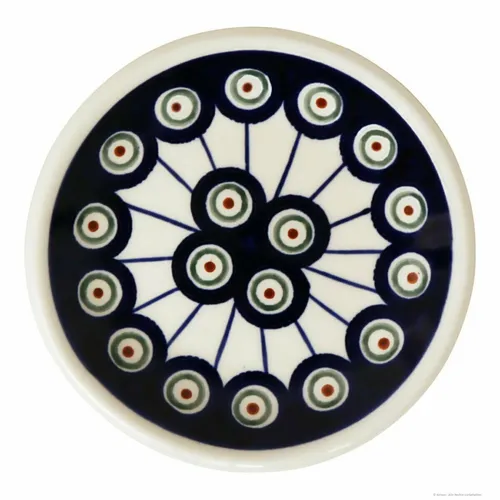 kleiner flacher Bunzlauer Keramik Teller (Sushiteller) Ø11,6 cm Dekor 8