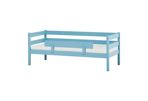 HOPPEKIDS ECO Comfort Kinderbett, blau - Skandinavisches Einzelbett aus massivem Kiefernholz, inkl. Rollrost und Absturzsicherung. Ideal für sicheres Schlafen und zertifiziert mit dem Nordic Swan Ecolabel.