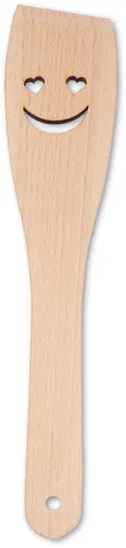 Pfannenwender Wender Heber Buchenholz L 30 cm - mit Motiv: Gesicht mit Herzaugen