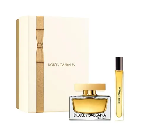 Dolce & Gabbana The One Eau de Parfum Set 75ml + 10ml - Entdecken Sie das elegante Dolce & Gabbana The One Eau de Parfum Set für Frauen. Mit einem 75 ml Flakon und einem praktischen 10 ml Reisespray, perfekt für unterwegs. Ein raffinierter Duft, der Weiblichkeit und Eleganz verkörpert.