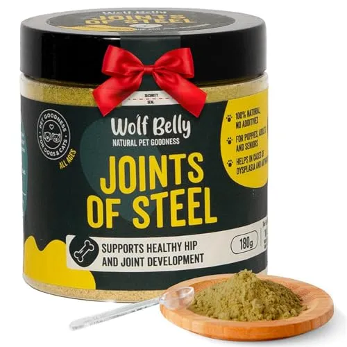 Wolf Belly - Grünlippmuschel für Hunde und Katzen 100% Natürlich (180 g) mit MSM Pulver gegen Arthrose | Starke Gelenke | Entzündungshemmend mit Kollagen | Veterinärformel - Made in Europe