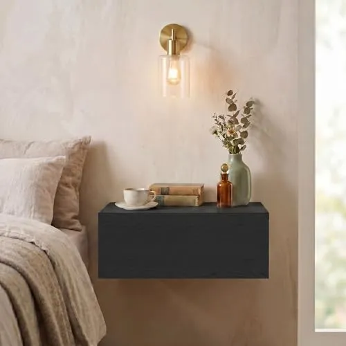 Caro-Möbel Hängender Nachttisch Anne - Platzsparend & Modern - Nachttisch mit grifflosem Push-Open-System, ideal für kleine Räume. Robuste Spanplatte, erhältlich in 13 Farben, vereint Funktionalität und Stil.