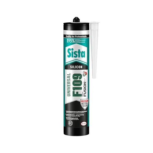 Sista F109 Fusion, universell einsetzbare Dichtmasse, Silikon Dichtstoff für Fassade, Verglasung und Sanitär, resistente und geprüfte Fugenmasse, anthrazit, 1 x 300ml