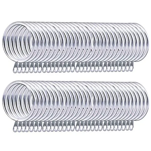 Coolty 60 Stück Metall Vorhangringe Hängende Ringe für Gardinenstangen zum Aufhängen von Vorhängen, 38 mm Innendurchmesser (Silber)