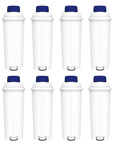 Comedes Wasserfilter 8er Set für DeLonghi Kaffeevollautomaten - Effektiver Wasserfilter, ersetzt DeLonghi DLSC002, kombiniert natürliche Aktivkohle mit Ionentausch für reines Wasser und verbesserte Wasserhärte. TÜV SÜD geprüft.