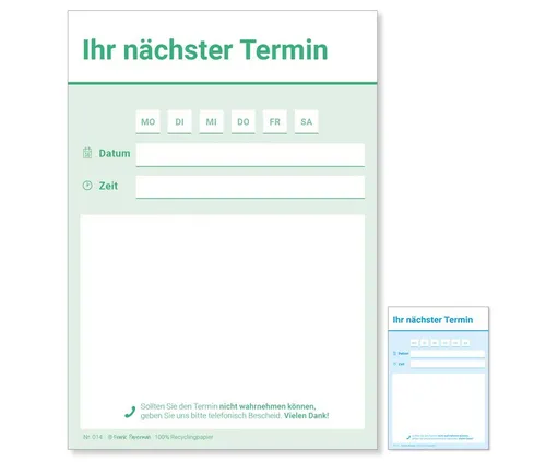 Frank Paperman Terminplaner, 600 Terminzettel, 12 x Terminblock à 50 Blatt, 1 Termin, für Ärzte, Heilpraktiker, Physio, Massage, Studios u.v.m.