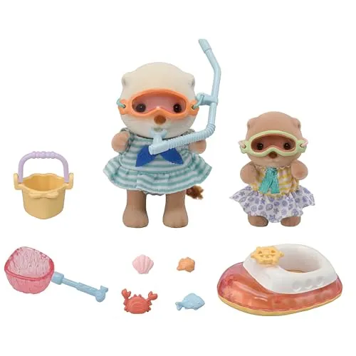 Sylvanian Families - 5804 - Schwestern Otter Marine - Splashy Schnorchel Set - Puppen & Spielsets, inklusive schnorchelndem Otter für fantasievolles Spiel und Abenteuer im Wasser!