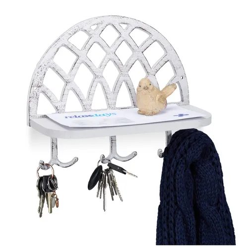 Schlüsselbrett mit Haken, Schlüsselhaken Ablage, Flurgarderobe Wandgarderobe