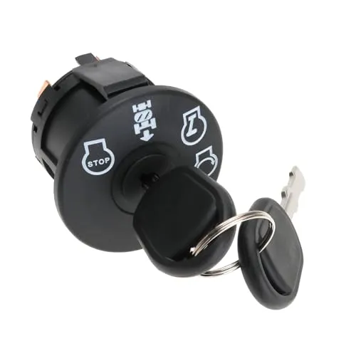 YINETTECH Rasenmäher Traktor Zündschalter Zündschalter 4 Positionen mit 2 Schlüssel Kompatibel mit Husqvarna Rasenmäher 193350 532193350