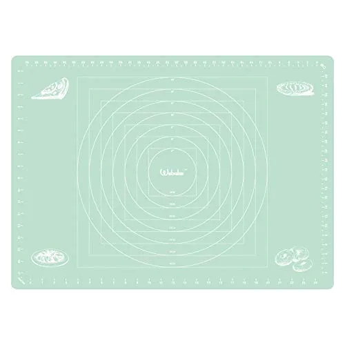 Webake Silikon Backmatte 70x50cm Silikonmatte Backunterlage Antihaftbeschichtet Teigmatte Ausrollmatte Fondant Matte für Teigrollen Arbeitsmatte Fondant - Grün