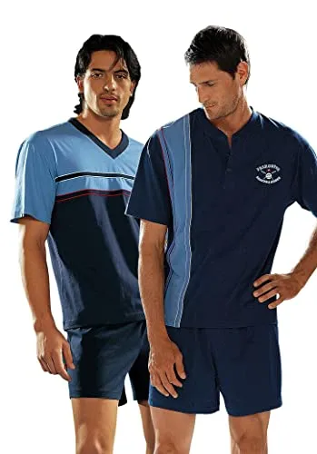 Le Jogger Herren Shorty 2er Pack - Schlafanzüge für Herren, komfortabler Kurz-Pyjama aus reiner Baumwolle in tollen Farbkombinationen, ideal für entspannte Nächte.
