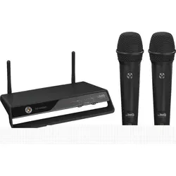 IMG STAGELINE TXS-2402SET - Digitales Drahtloses 2-Kanal-Mikrofonsystem - Mikrofone mit hoher Störsicherheit, ermöglicht parallele Nutzung von 2 Systemen und bietet 16 einstellbare Frequenzen pro Kanal für optimale Flexibilität.