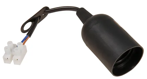 E27 Renovierfassung mit Lüsterklemme und Aufhänger - Praktische E27-Fassung für Arbeitsleuchten, ausgestattet mit 11cm Kabel und 2-poliger Lüsterklemme – ideal für schnelle Renovierungsprojekte.