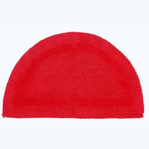 Homescapes Halbrunde Badematte rot, Premium Badvorleger 50x80 cm, Badteppich Baumwolle mit Wende-Design