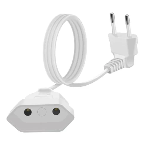 HuaLiSiJi Eurostecker Verlängerung 2,5A 250V Verlängerungskabel mit Eurostecker Kurz Eurostecker 90 Grad Kurz, für Haushaltsgeräte TV PC Computer Monitor Etc (Weiß, 5m)