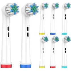 Aufsteckbürsten für Oral B - 8er Pack Zahnbürstenköpfe für elektrische Zahnbürsten - Vielseitige Ersatzbürstenköpfe, kompatibel mit vielen Oral B Modellen. Effektive Reinigung dank rotierendem Impuls und sanften Borsten für ein angenehmes Zahnputzerlebnis.