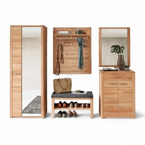 Linea Natura Garderobe, 5-teiliges Set aus Buche und Glas