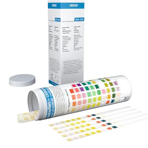 100x 10in1 Urinstreifen Teststreifen Selbsttest mit 10 Indikatoren Gesundheitstest Urinanalysestreifen Harnwegsinfektion, Ketose, Diabetes, Glucose, pH, Protein