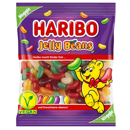 Haribo Jelly Beans Gelee Dragees 160g Beutel - Fruchtgummis/Lakritze, bunte und fruchtige Gelee-Dragees für einen süßen Genuss, ideal für Partys oder als Snack zwischendurch.