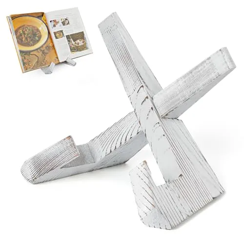 PUERSI Kochbuchhalter, Buchständer aus Holz, Buchhalter, Rezepthalter für Küche, Buchaufsteller, Buch halterung, Vintage, Rustikal